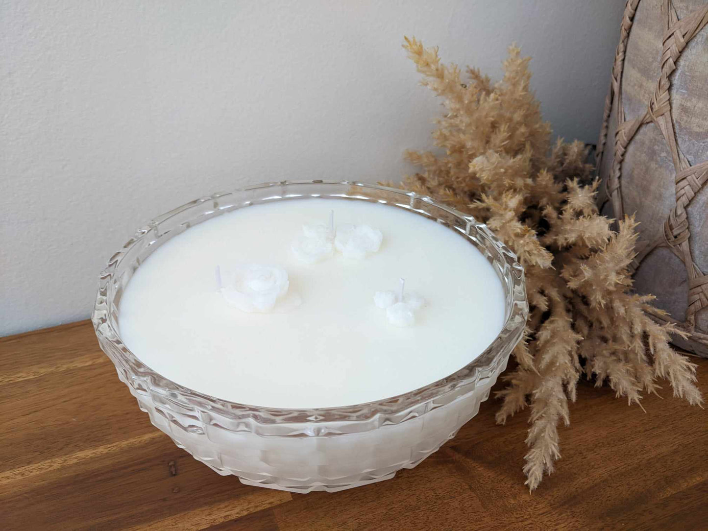 Bespoke Cut Glass Bowl - Japanese Honeysuckle Hand-poured Soy Candle (J)