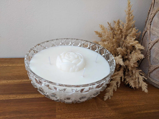 Bespoke Cut Glass Bowl - Angel Wings Hand-poured Soy Candle (W)