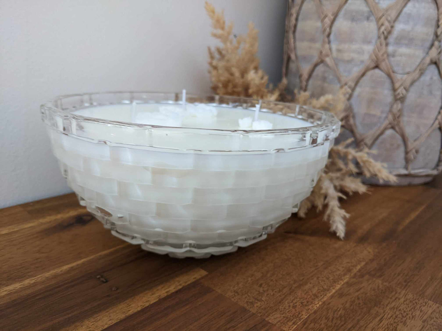 Bespoke Cut Glass Bowl - Japanese Honeysuckle Hand-poured Soy Candle (J)