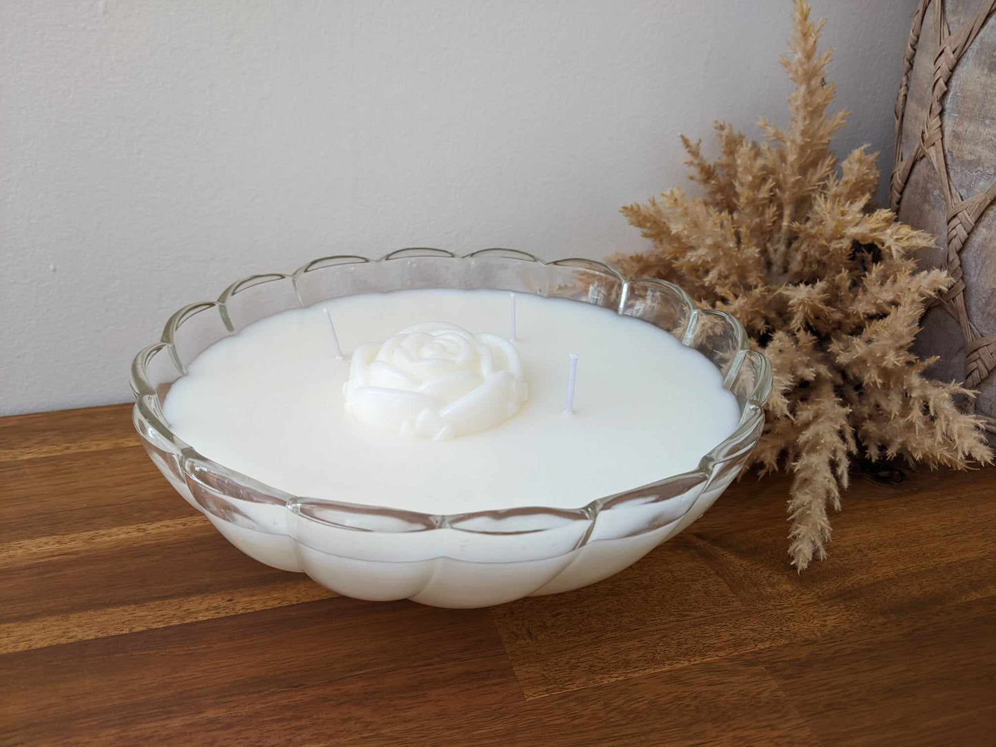 Bespoke Cut Glass Bowl - Japanese Honeysuckle Hand-poured Soy Candle (Z)