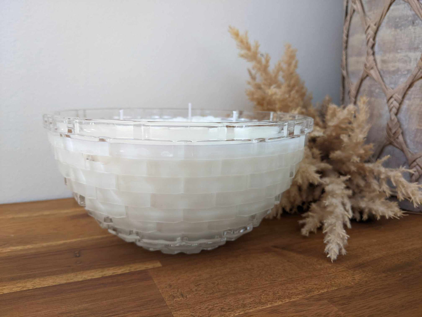 Bespoke Cut Glass Bowl - Japanese Honeysuckle Hand-poured Soy Candle (J)