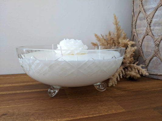 Bespoke Cut Glass Bowl - Sweet Pea & Jasmine Hand-poured Soy Candle (X)